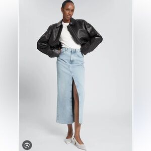 & Other Stories Long Frayed Edge Denim Skirt Size US 4